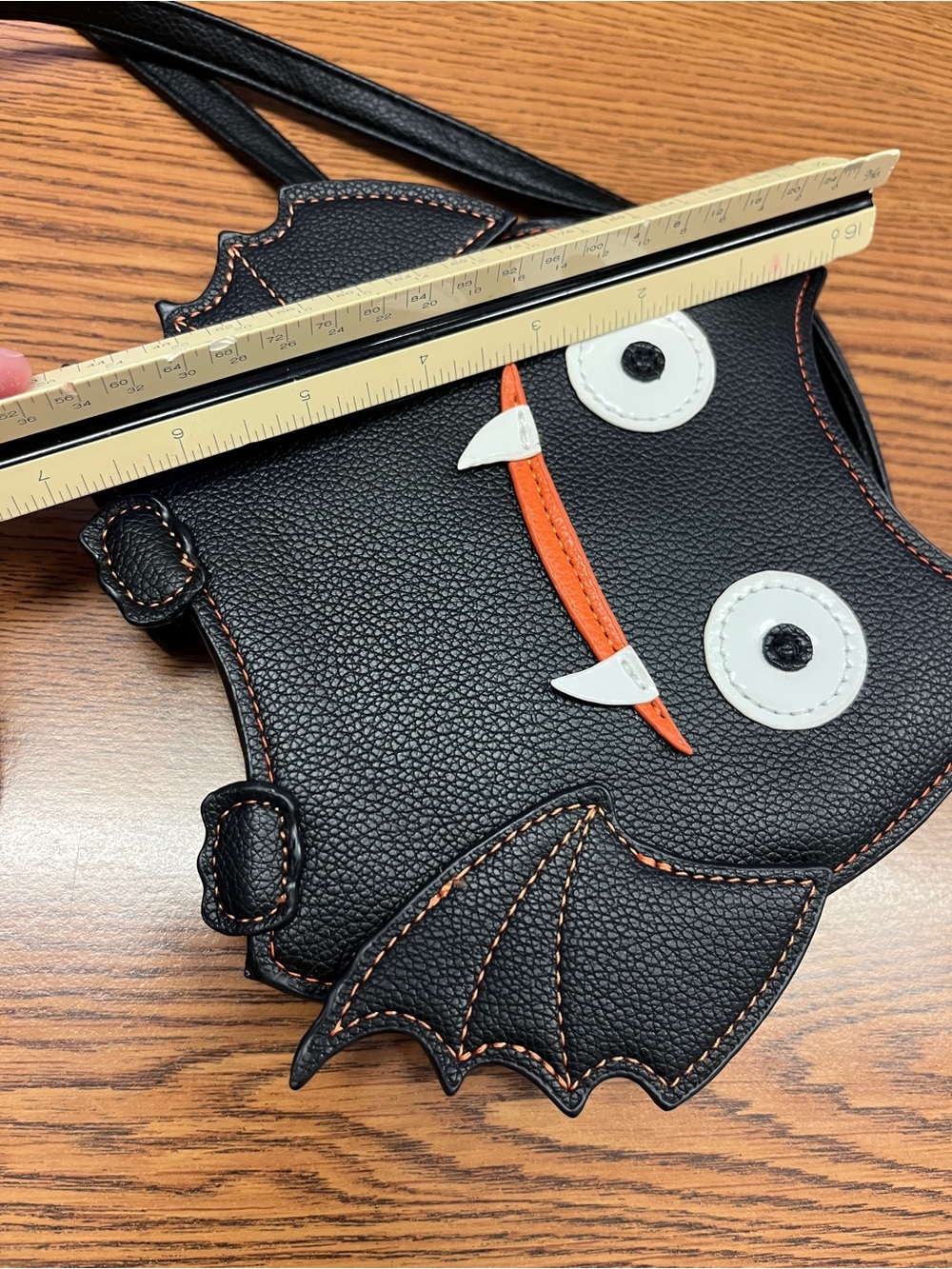Sleepyville critters small Black Bat Crossbody Bag Halloween with zipper purse - Picture 11 of 14